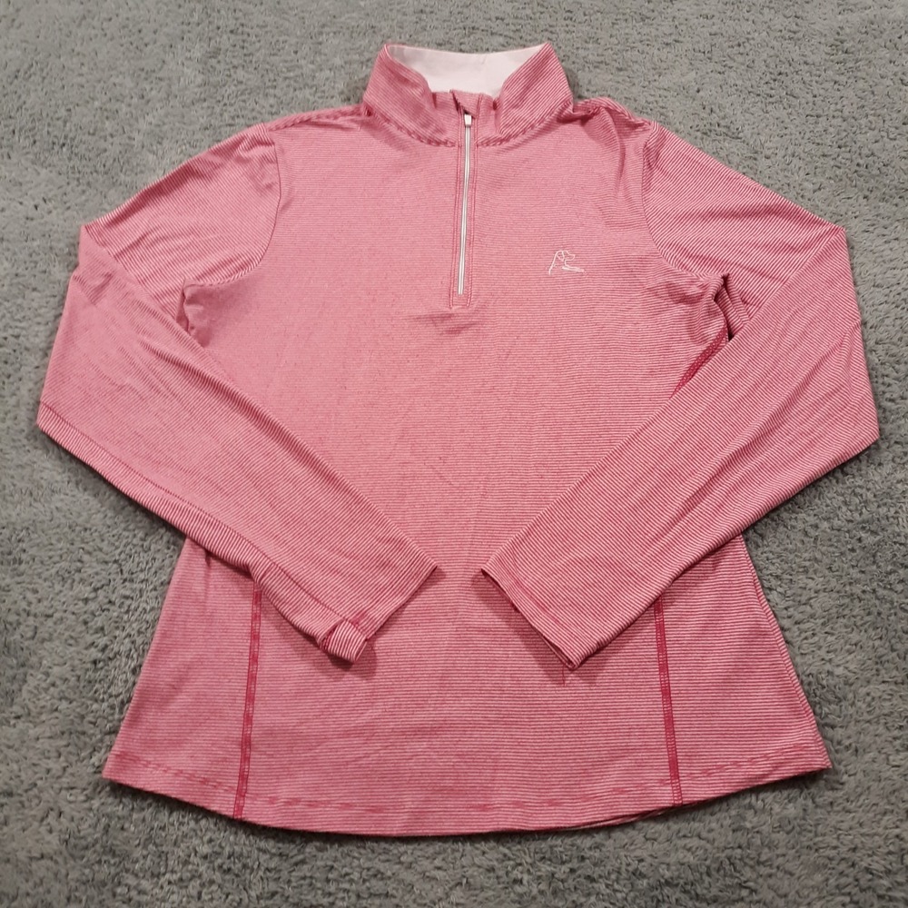 Rhoback Golf Sweatshirt 1/4 Zip Womens Small Pink White Pullover